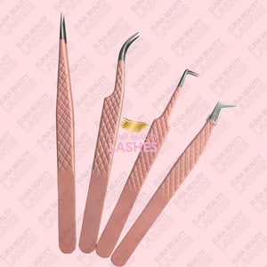 Fiber tip lash tweezers, 4pcs/set free shipping