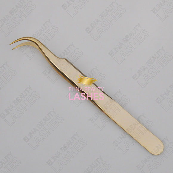 J curl Gold Lash Tweezers T64