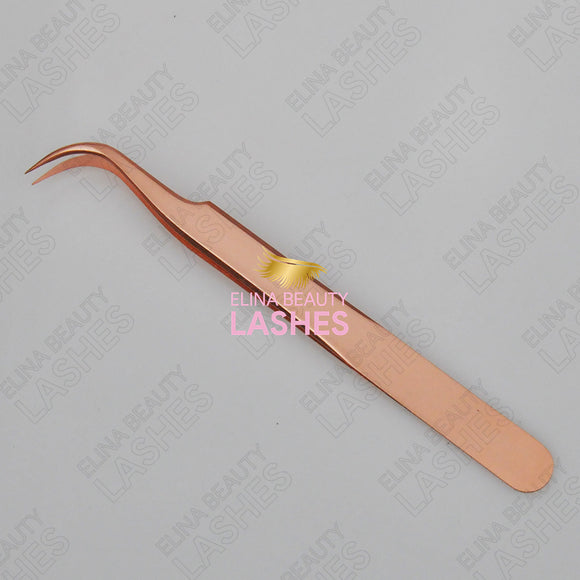 J curl Rose Gold Lash Tweezers T64