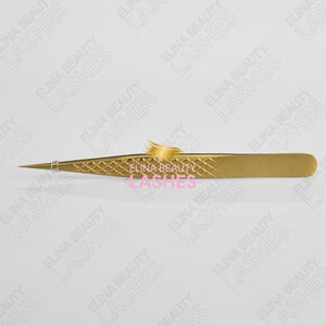 Straight Gold Lash Tweezers